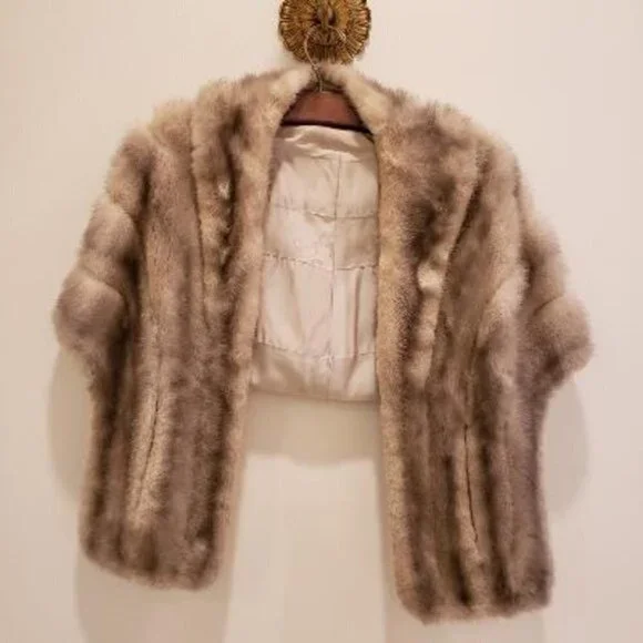 Silver Gray Genuine Vintage Mink Stole
